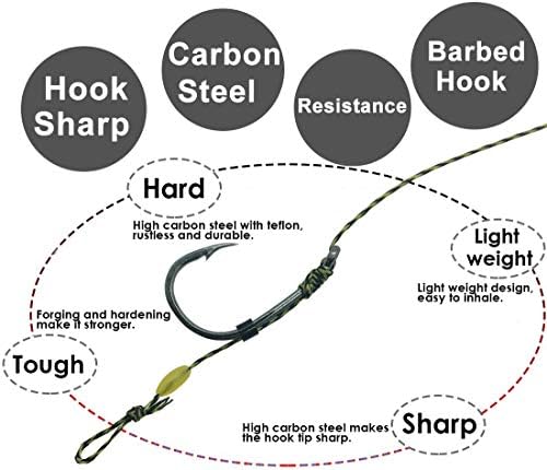 YOTO 24PCS-Carp-Fishing-Hair-Rigs,Carp Fishing Gear with Wide Gape Hook,Zig Rigs Carp Fishing Kit with Carp Accessories - Image 2