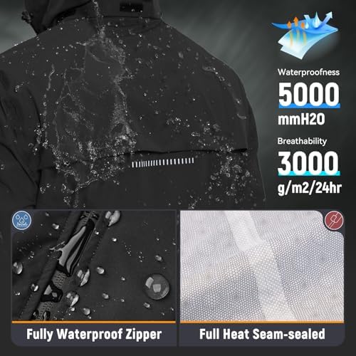 baleaf Men's Rain Jacket Waterproof Hood Lightweight Reflective Packable - Image 3