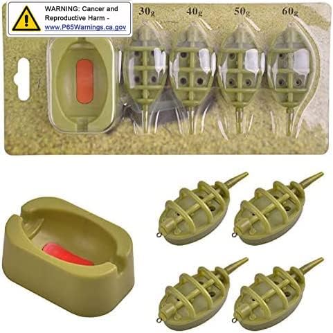 Carp Fishing Method Feeders Set,4pcs Inline Method Feeders with 1pc Quick Release Mould Bait Holder Tool Carp Fishing Tackle Accessories - Image 2