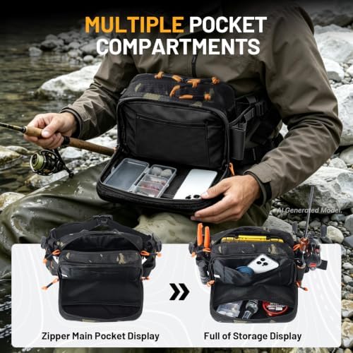 AUMENТAR Fishing Waist Bag, Lure Fishing Fanny Pack, Hard Shell Tackle Bag - Image 4