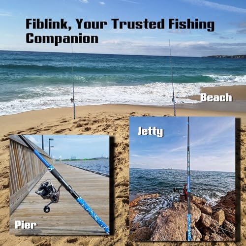 Fiblink Surf Rod,Portable Travel Fishing Rod,Spinning Rod with Blue Camouflage Handle,2Piece/3Piece/4Piece Carbon Fiber Fishing Rod (9ft/10ft/12ft/14ft) - Image 2