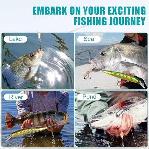 Fishing Lures Kit Crankbait Minnow Hard Bait Set Deep Diving Jerkbait Swimbait Popper Pencil Walleye Lures Artificial Fishing Bait for Bass Trout Redfish Saltwater Freshwater Fishing Lure - Image 7