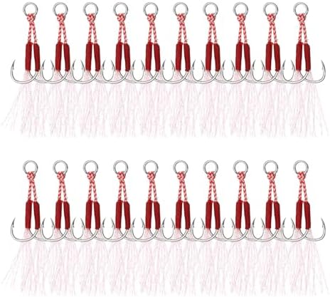PATIKIL Double Fishing Assist Hooks Kit Glow Jigging Hook Slow Fast Fall Jigs Fishing Hooks for Jigging Lures by PATIKIL