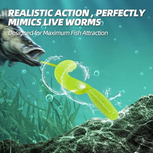 Curly Style Tail Worms Fishing Lures – Realistic Wavy Tail Soft Bait Grub Swimbaits for Saltwater & Freshwater Fishing, Available in 4 Inch & 6 Inch, Perfect for Bass, Trout, Crappie, & More - Image 3