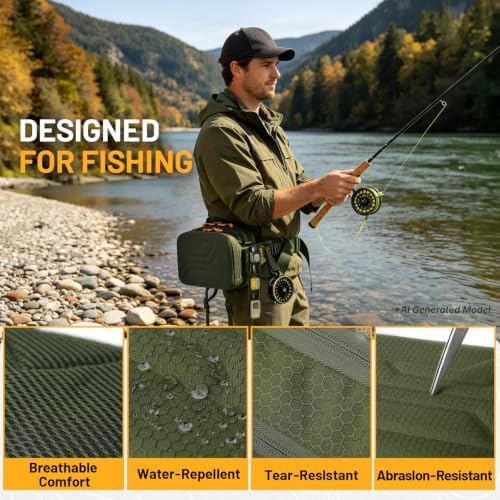 AUMENТAR Fishing Waist Bag, Lure Fishing Fanny Pack, Hard Shell Tackle Bag - Image 6