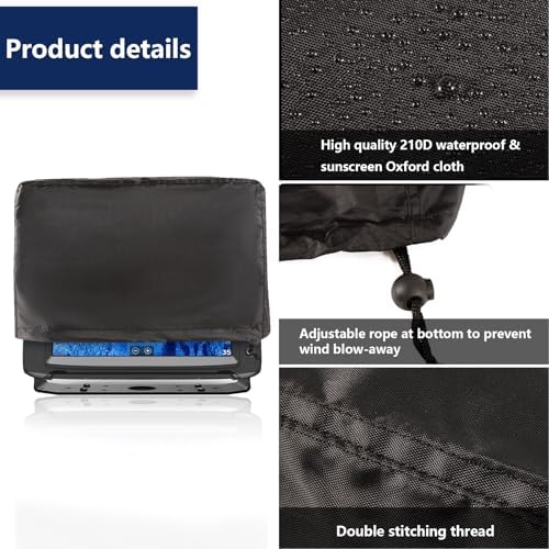Fishfinder Cover 3-10in,Depth Finder Oxford Fabric Waterproof Protection Accessories,for Hummingbird Lowrance Models,Protects Your Screen and Device from Sun Adverse Weather Damage Fishing - Image 2