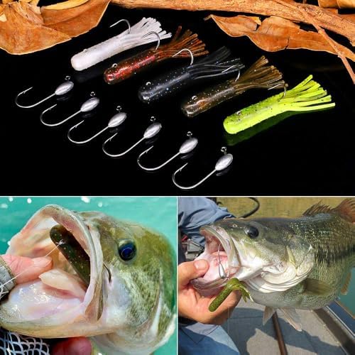 Tube-Baits-for-Bass-Fishing-Lures-Soft-Plastic-Bait-Worm-Tube Jigs Kit with Smallmouth Large Mouth Bass Lake Trout - Image 6