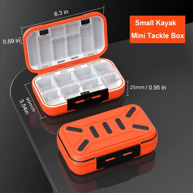 small tackle box, mini waterproof fishing tackle box organizer, double sided ABS plastic organizer box, travel storage containers for (M orange) - Image 2