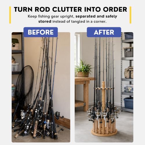 Rush Creek Creations 16-Rod Round Fishing Rod Holder for Garage, Tackle Box - Image 4