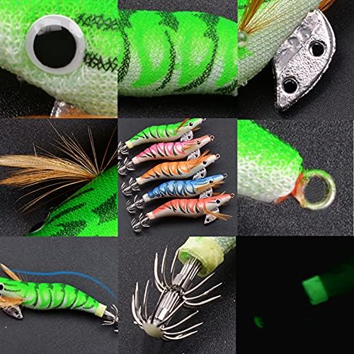Squid Jig 10pcs Glow in Dark Lures Shrimp Jig Saltwater Squid Lures Bait - Image 3
