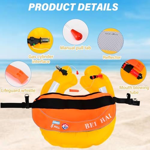 Automatic Inflatable Belt Pack Water Sports Lifjacket Waist Belt PFD for SUP Paddleboarding Fishing Boating Kayaking（fit 80-330 lbs） - Image 5