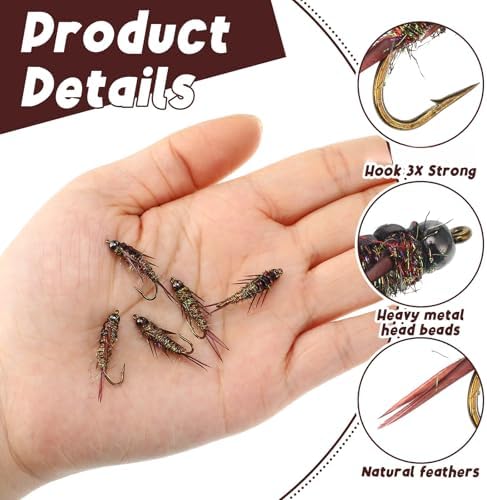 10 Pcs Fly Fishing Flies Kit, Stonefly Nymph Baits for Trout Fishing Flies, Fly Nymphs Assortment Kit, Artificial Insect Bait Lure - Image 3