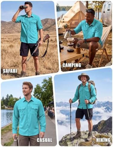 WULFUL Men's Sun Protection Fishing Shirts UPF 50+ Lightweight Quick Dry Cooling Long Sleeve Shirts for Work Hiking Safari - Image 2