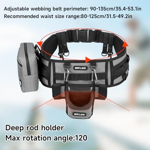 SANLIKE Adjustable Wading Fishing Belt Multi-Pocket Waist Rod Holder Tackle - Image 4