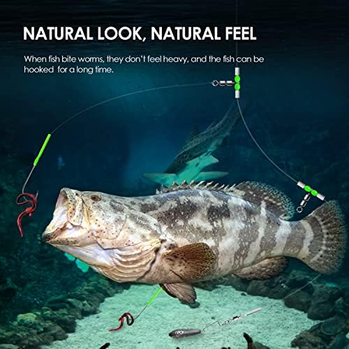 5pcs Sea Fishing Rigs, Deep Drop Snapper Rig, Bottom Fishing Rigs, Luroad Pre Tie Flapper Rig Aberdeen Hook Sizes 1, 2/0 for Beach Casting Shore Flounder, Whiting, Bass, Plaice - Image 4