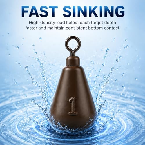 Eupheng Casting Swivel Bell Sinkers Fishing Weights Drop Shot Weights with Swivels Fishing Lead Sinker 1/8oz-3oz Drop Shot Dipsey Lead Saltwater - Image 3