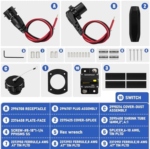 MKR-27 60 AMP Circuit Brea ker 1865115 &1865120 MKR-28 Trolling Motor Plug for Minn Kota Freshwater and Saltwater Marine Battery Boat Accessory Waterproof 12V 24V 36V 48V - Image 6