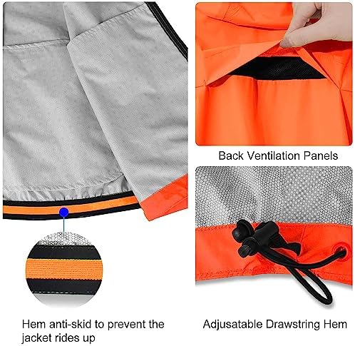 baleaf Men's Rain Jacket Waterproof Hood Lightweight Reflective Packable - Image 3