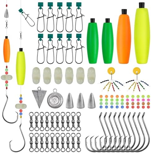 Catfishing Tackle Making Kit Catfish Surf Fishing Rig Fish Finder Santee Cooper Rigs with Peg Floats Circle Hooks Leader Rig Swivels Pyrmids Weights Sinker Slides by JOGFFDE