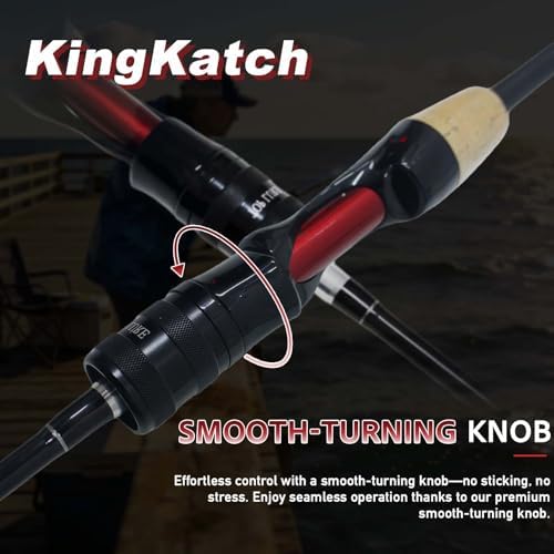 Ultralight Fishing Rod 5’6”-6’6”UL, 2-Piece Spinning & Casting Rod, Carbon Graphite Lightweight Blank, Sensitive Fast Action Trout Rod, Black Fishing Pole with Red Triangle EVA Handle - Image 2