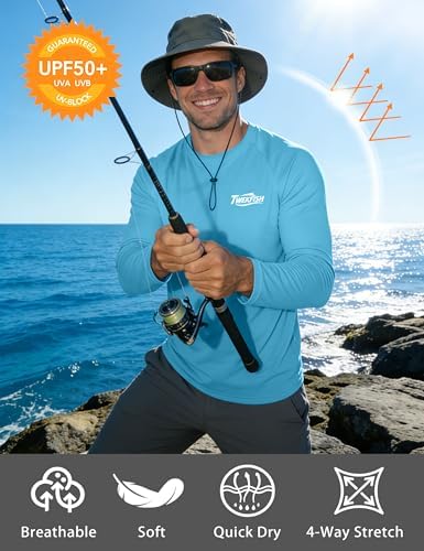 Men's UPF 50+ Sun Fishing Shirt, Long Sleeve UV Protection Tee, Quick Dry Rash Guard for Outdoor Swim Hiking - Image 4