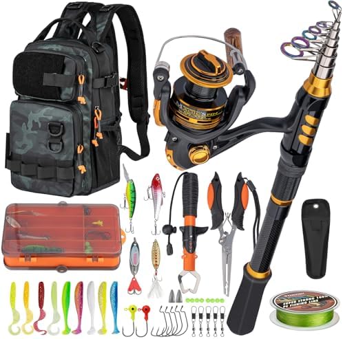 THKFISH Fishing Rod & Reel Combo with Backpack, Fishing Tools Tackle Box by THKFISH