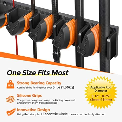 PLUSINNO V9 Fishing Rod Holder, Wall‑Mount Pole Holders for 9 Rod & Combos - Image 3