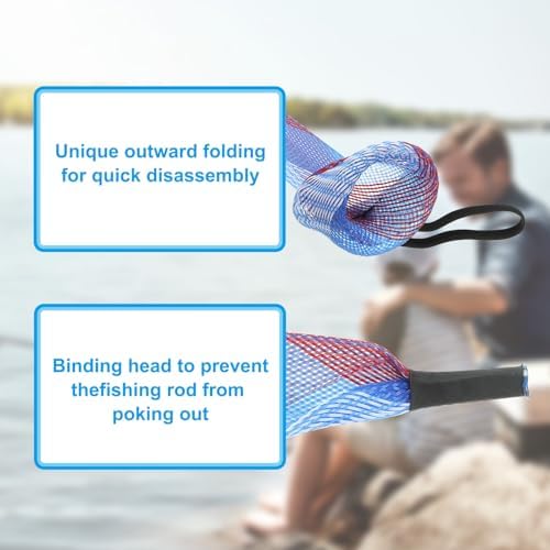 PATIKIL Rod Sock, Fishing Rod Sleeve Cover Braided Mesh Pole Protector Gloves Fishing Tools Pointed End for Spinning Fishing Rod Fly Rod Ice Rod Casting Rod - Image 6
