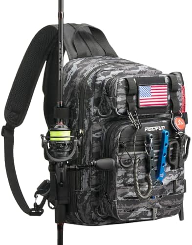 Piscifun Fishing Backpack Tackle Bag, MOLLE & 2 Rod Holders, Multi Storage by Piscifun