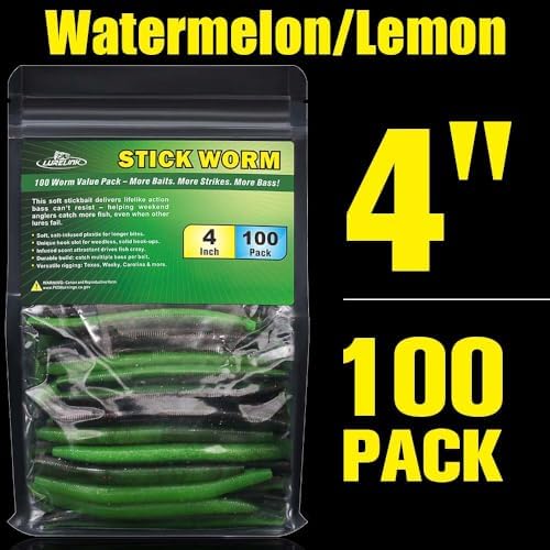 Wacky Worms Soft Plastic for Bass Fishing Lures–100 Pack 4" & 5" Stick Baits Wacky, Texas, Neko & Drop Shot Rigs–Bulk Soft Lure - Image 7