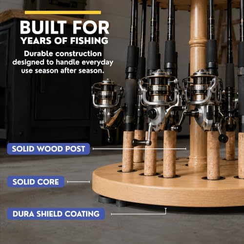 Rush Creek Creations 16-Rod Round Fishing Rod Holder for Garage, Tackle Box - Image 5