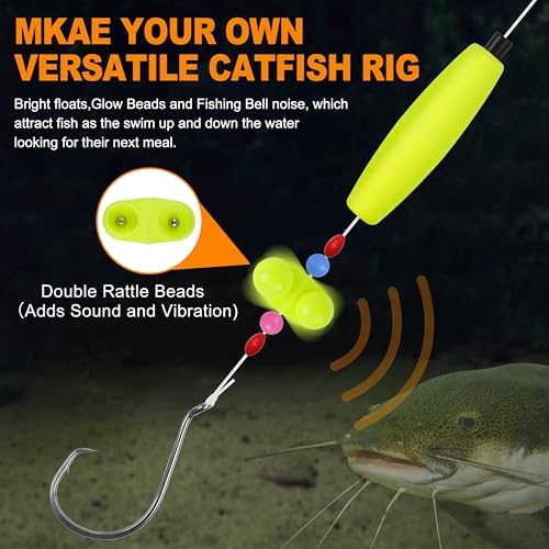 Catfishing Tackle Making Kit Catfish Rig Accessories, 110/148pcs Santee Rig Catfishing Tackle with Catfish Floats Catfish Rattles Peg Floats Hooks Swivels Sinker Slides Catfishing Equipment - Image 4
