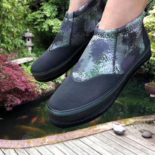 Rock Fishing Shoes Prevent Slip Felt Sole Professional Neoprene Fishing Boots with Steel Nails for Men Women OD Green - Image 2