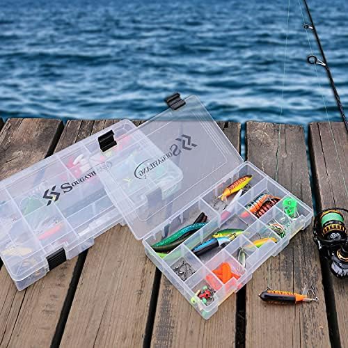 Sougayilang Fishing Tackle Boxes - 3600 3700 Plastic Storage Organizer Box with Removable Dividers - Fishing Tackle Storage - 4 Packs Transparent Tackle Trays - Image 6