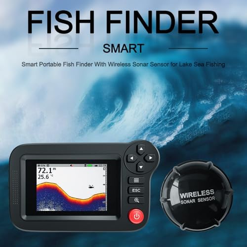Handheld Fish Finder Portable Fishing Kayak Fishfinder Fish Depth Finder Fishing Gear with Sonar Transducer and LCD Display - Image 5