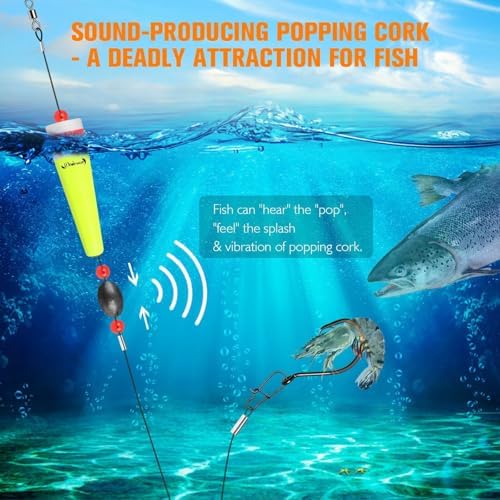 Dovesun Popping Cork Float Rig Weighted Fishing Bobbers Floats Fishing Corks Popping Corks for Saltwater Freshwater Fishing Tackle with 3 Size - Image 2