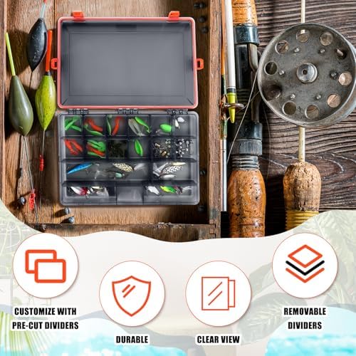 Wonderjune 12 Pack Fishing Tackle Box Waterproof 3600 Tackle Tray, Orange - Image 4