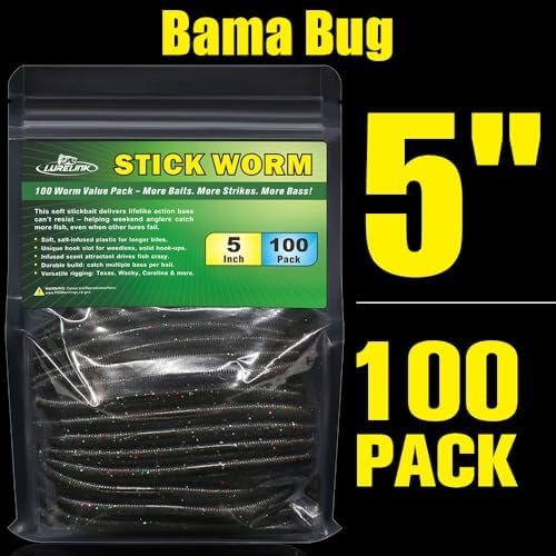 Wacky Worms Soft Plastic for Bass Fishing Lures–100 Pack 4" & 5" Stick Baits Wacky, Texas, Neko & Drop Shot Rigs–Bulk Soft Lure - Image 7