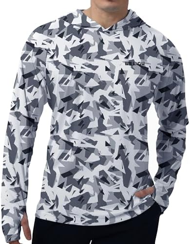 Men's UPF 50+ Sun Protection Hoodie, Long Sleeve Fishing Shirt by WELIGU