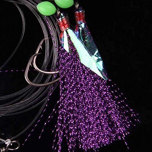 Fishing Bait Rigs Saltwater, 5/15packs Flounder Hi-Lo Rigs with Flash Teasers, 2 Hook Bottom Fishing Rigs Double Drop Surf Fishing Leaders for Flounder Sea Bass Halibut Black Fish Fishing - Image 6
