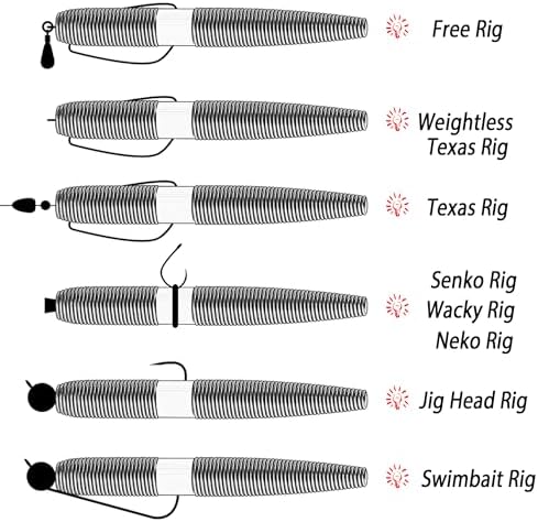 Senko Worms for Bass Fishing: 40PCS 5.5" Wacky Worm Lures Kit with Box | Senkos Soft Plastic Baits for Freshwater Saltwater | Slow-Fluttering Action - Image 5