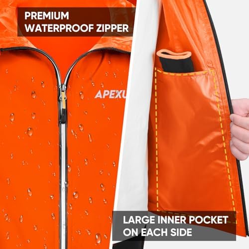 APEXUP Packable Rain Jacket Men Waterproof Lightweight Raincoat with Hood - Image 4
