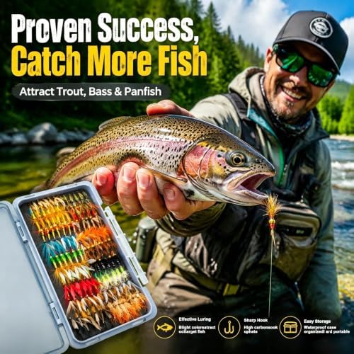 110pcs Fly Fishing Flies Kit with Fly Box, Large Assortment of Dry Flies Wet Flies Nymphs Streamers and Woolly Bugger Flies for Trout Bass Freshwater Fishing - Image 3