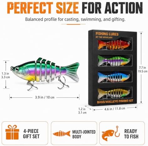 VOOGLASS 4PCS Fishing Lures Kit Hard Baits for Bass Pike Walleye - Image 2