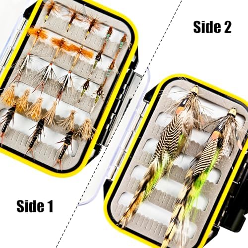 Fly Fishing Flies Kit Hand-Tied Dry Wet Flies Nymphs Streamers Assortment with Fly Box - Image 3