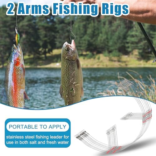 Fishing Leaders Saltwater Tackle Surf Fishing Rigs Bottom Hi-Low Rig High Strength Wire Leader Line with Swivel Snaps Beads Gear Equipment for Lures Bait Hooks - Image 6