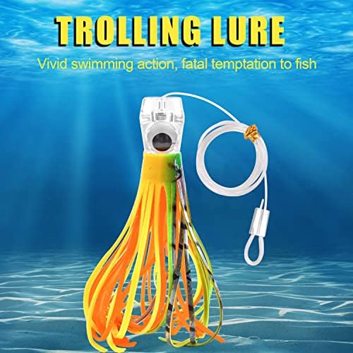 Trolling Lures Saltwater for Tuna Mahi Marlin Wahoo Dolphin Shark Offshore Trolling Baits with Squid Skirt Big Game Fishing Lures Deep Sea Squid Skirts Rig 6/9 inch - Image 6