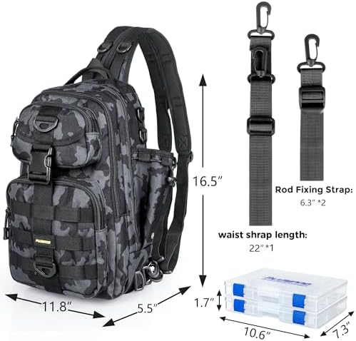 PLUSINNO Fishing Backpack, Fishing gear,Tackle Bag, Water-Resistant Bag with Rod Holder, Ideal Gifts for Men - Image 2