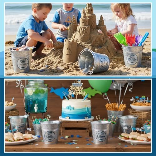 Suclain 20 Pcs Mini Fishing Birthday Party Decorations Mini Fishing Buckets - Image 6