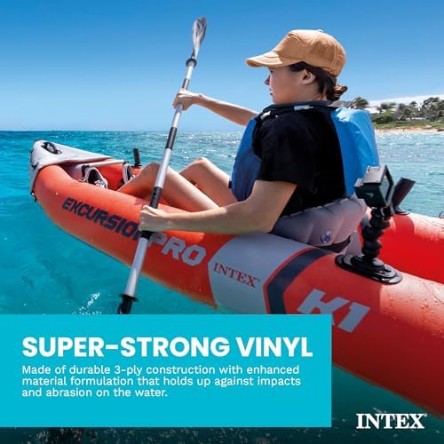INTEX Excursion Pro K1 Inflatable Kayak 1-Person Set with Paddle & Pump - Image 4